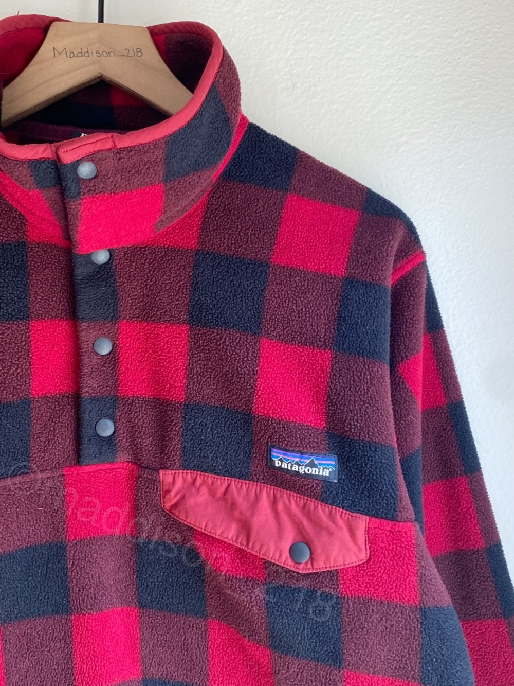 Patagonia Lightweight Synchilla Snap-T Fleece Pullover Small Fuzzy Plaid Red S